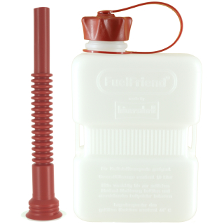 FuelFriend® PLUS 1,0 Liter CLEAR mit Füllrohr rot