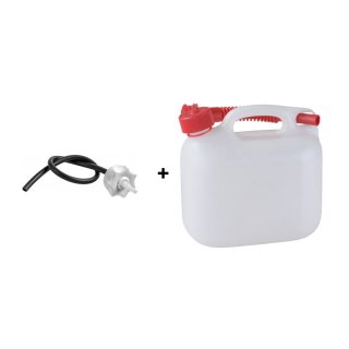 Bundle! Petrol Can 5 Litres Natural Clear with UN-Certification + Quick-Refueling-System