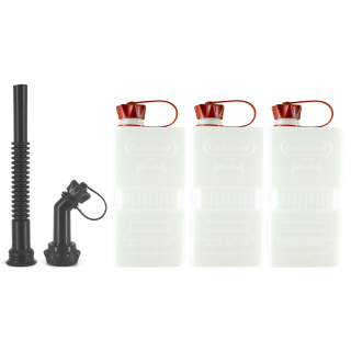 3x FuelFriend® PLUS CLEAR 1,5 liter + 1 spout-kit