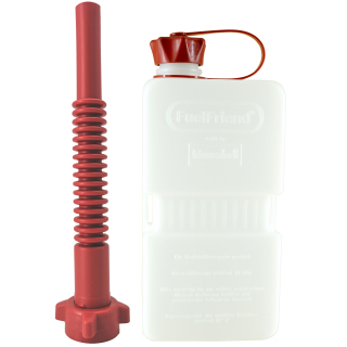 FuelFriend® PLUS 1,5 Liter CLEAR mit PREMIUM-Füllrohr rot