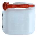 FuelFriend®-MAXI Benzinkanister 5 Liter – volltransparent – UN-/RKK-zugelassen – verstärkte Classic-Version von hünersdorff – PREMIUM-Auslaufrohr serienmäßig – BAM-geprüfte Classic-Verschraubung